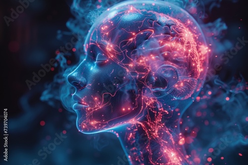 Neural network concept, digital brain, AI, technology
