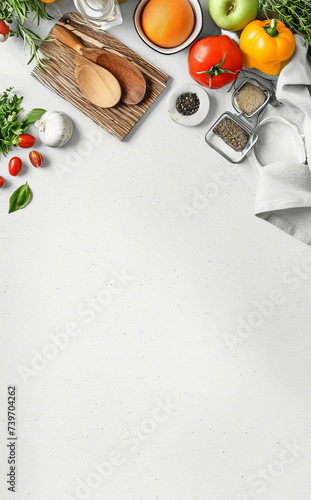 Minimalist kitchen design template with fresh food concept, AI generative.