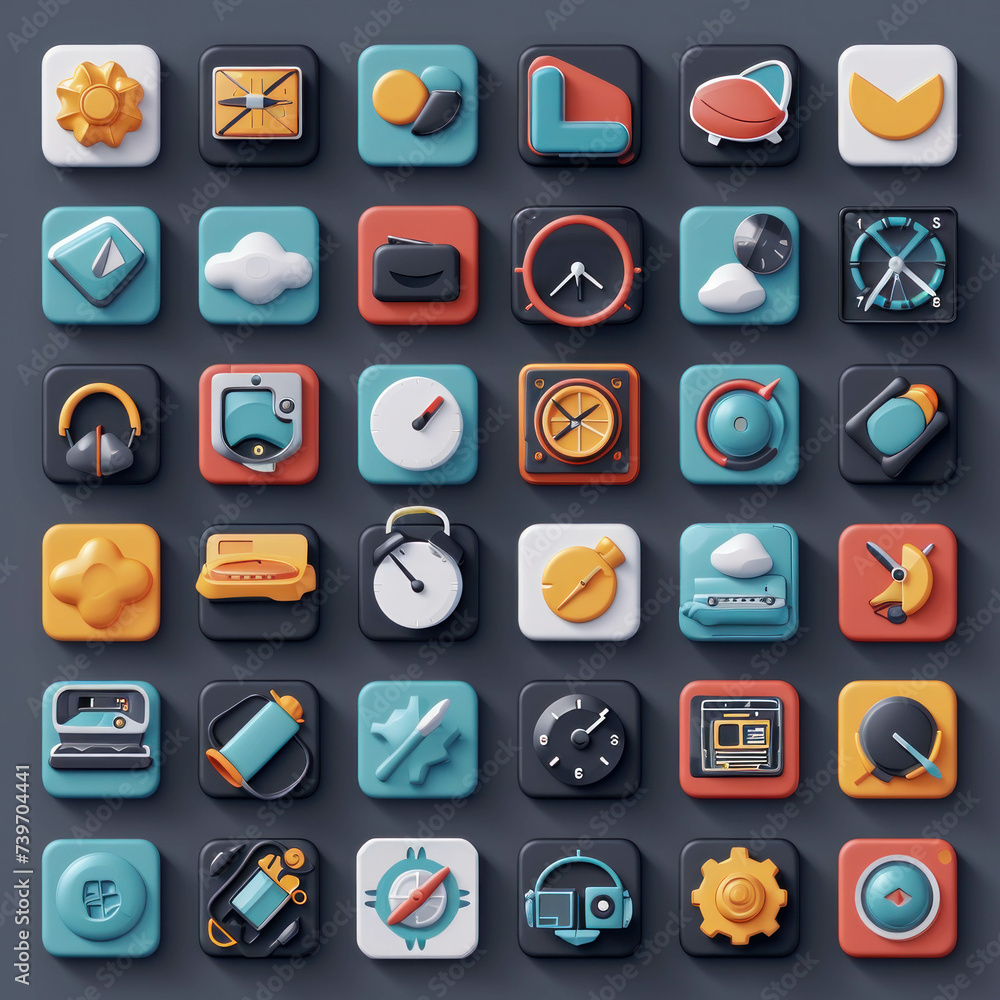 Collection of system setting icons, AI generative. Technology concept. Collection of system setting icons, AI generative. Technology concept.