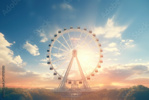 Ferris wheel in the dreamy sky, Ferris wheel in colorful clouds, Ferris wheel wallpaper