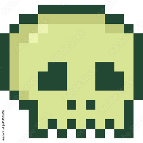 Pixel art monochrome halloween skull head