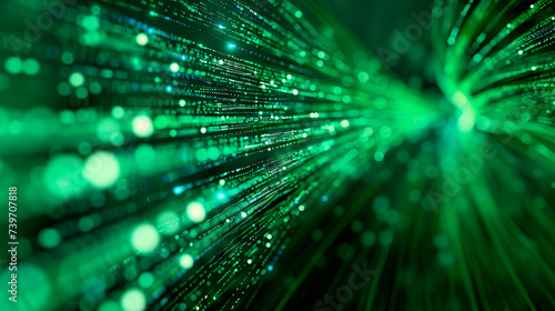 Concept photo visualization of data streaming through a fiber optic cable