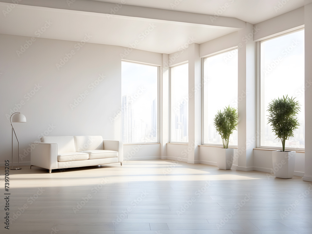 Fototapeta premium Modern bright interiors empty room design.