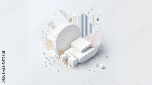 Abstract Minimal Modern White Podium Platform For Product Display Showcase 3D Rendering