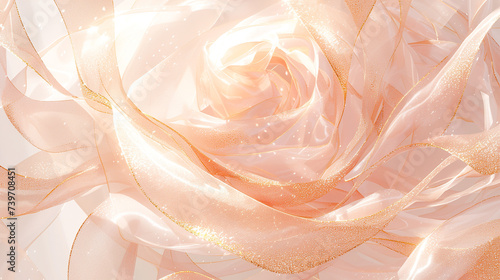ピンクときらめくゴールドの繊細な薔薇のような模様のイラスト背景 photo