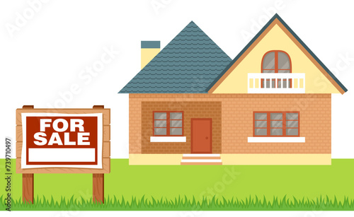 House for sale. Property For Sale pointer. Search for a new home. Simple style illustration isolated on white.