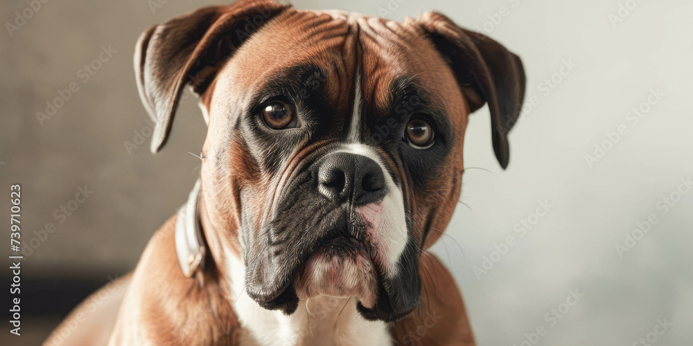 Regal Boxer Dog with a Thoughtful Expression