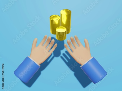 3Dの手とお金