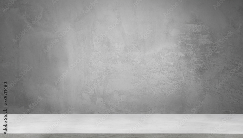 Empty Gray Wall Room interiors Studio Concrete Backdrop and Floor cement Shelf, well editing montage display products and text present on free space Grey Color Background Empty Gray Wall Room interiors Studio Concrete Backdrop and Floor cement Shelf, well editing montage display products and text present on free space Grey Color Background