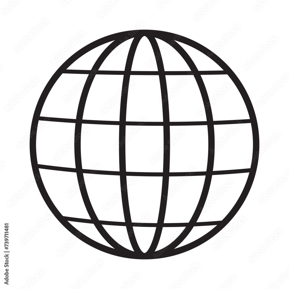 World icon - vector. Globe icon. Black isolated flat globe icon on white background.. World icon - vector. Globe icon. Black isolated flat globe icon on white background..