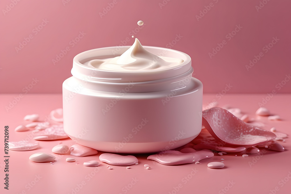 Moisturizing cream on a pink background design, cream for hydration on a pink backdrop. Moisturizing cream on a pink background design, cream for hydration on a pink backdrop.