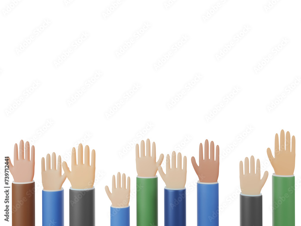Obraz premium 複数の手の3Dイラスト