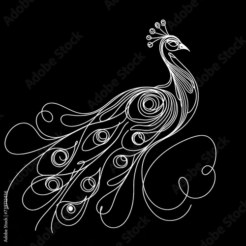 Wallpaper Mural A peacock drawing in black and white on a dark background. Torontodigital.ca