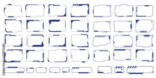 Futuristic interface ui elements. Holographic hud user interface elements, high tech bars and frames. Hud interface icons vector illustration set. rectangular shape borders