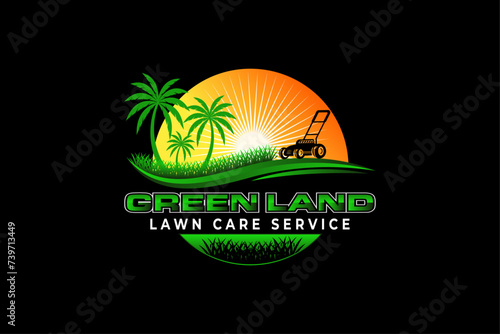 lawn care, grass trimming, landscape, grass, agriculture concept logo design	