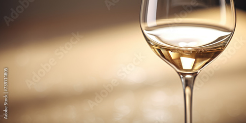 Close-up of beautiful glass of white wine with large space for copy