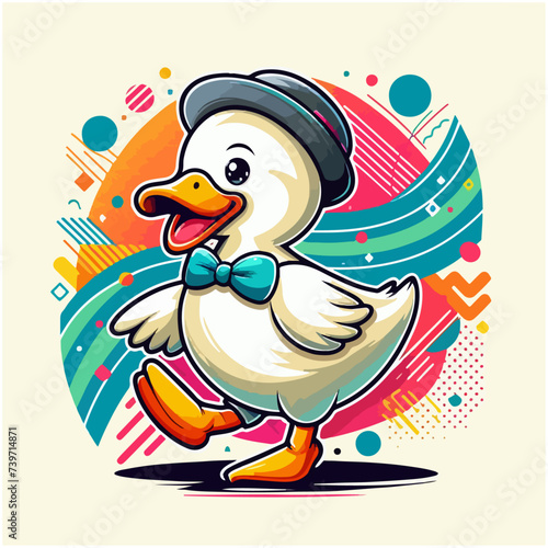 flat vector logo of a cute duck © Muhammad