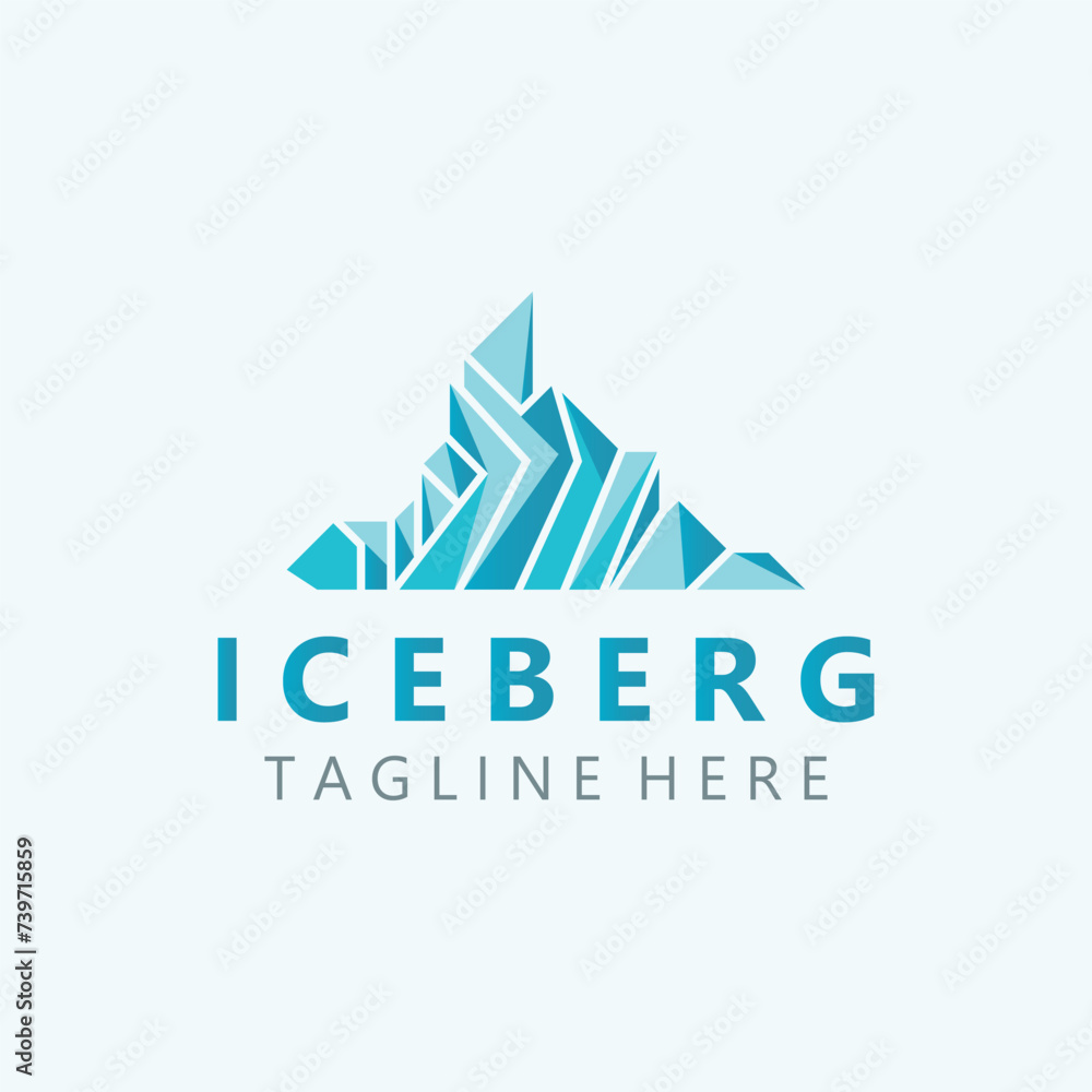 Iceberg Logo Design,simple ice mountain landscape Template vector