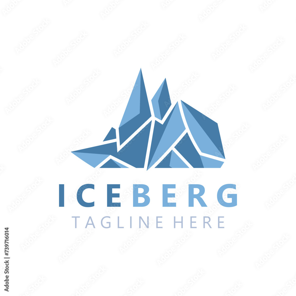 Obraz premium Iceberg Logo Design,simple ice mountain landscape Template vector