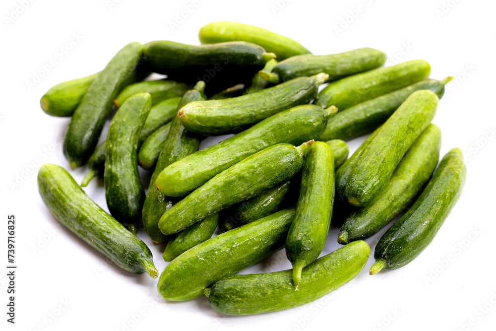 Mini cucumbers on white background. Mini cucumbers on white background.