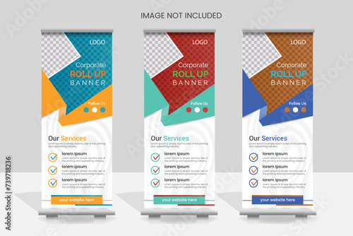 Vector corporate roll up/pull up banner in multiple color.