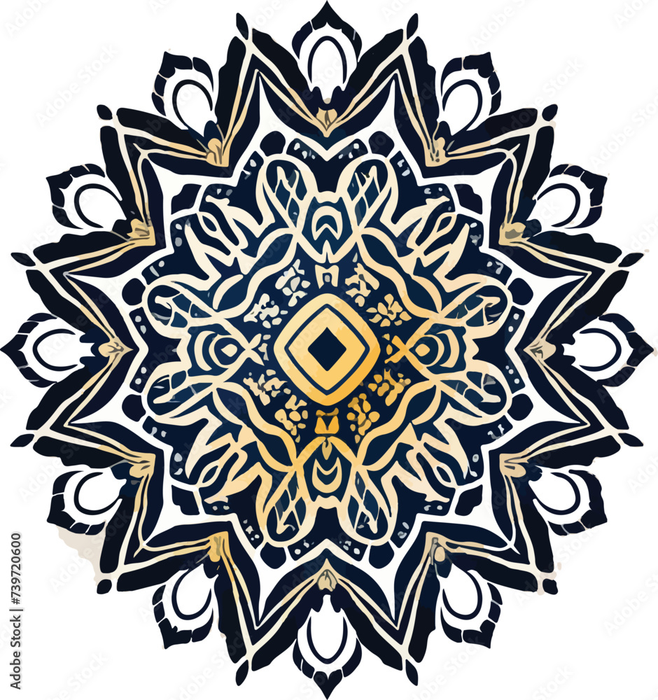 Decorative golden mandala on white background. Elevating Your Environment with Intricate Designs Decorative golden mandala on white background. Elevating Your Environment with Intricate Designs