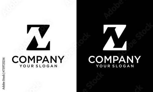 Minimalist abstract letter ZN logo. This logo icon incorporate with two abstract shape in the creative way.