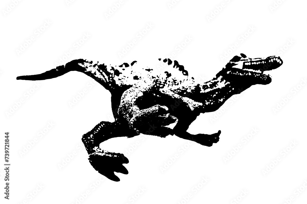 Fototapeta premium dinosaur silhouette isolated on white background, model of spinosaurus toy