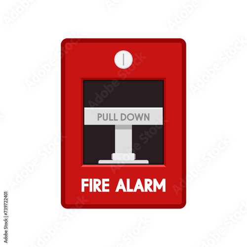 Red manual call point for fire alarm vector. Red manual call point isolated on white background.