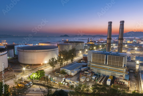 Power plant in Hong Kong at dusk