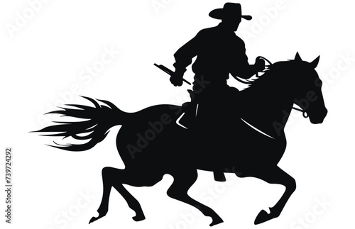 cowboy and horse running silhouettes , Cowboys ride horses, Riders on horseback © unique design team