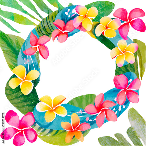 tropical art plumeria flower wreath
