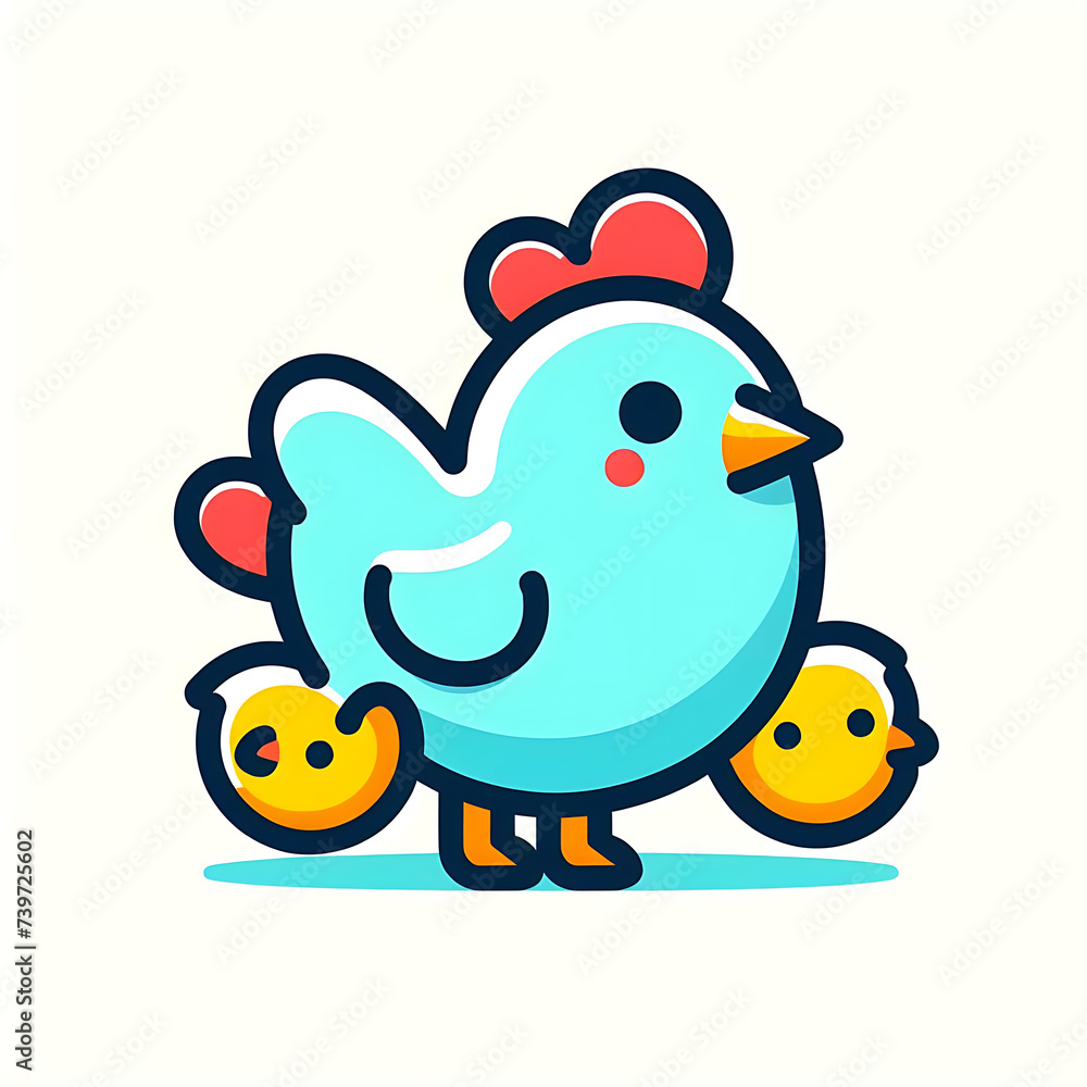 flat vector logo of a cute chicken flat vector logo of a cute chicken