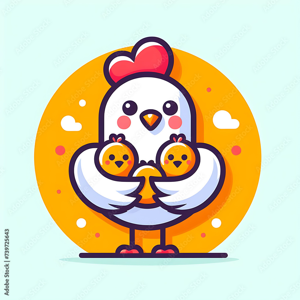 flat vector logo of a cute chicken flat vector logo of a cute chicken