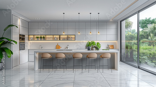 kitchen elegance with an exotic touch, this kitchen boasts high-end finishes, a state-of-the-art kitchen setup, and a kitchen that opens to a verdant oasis © TEERAPONG