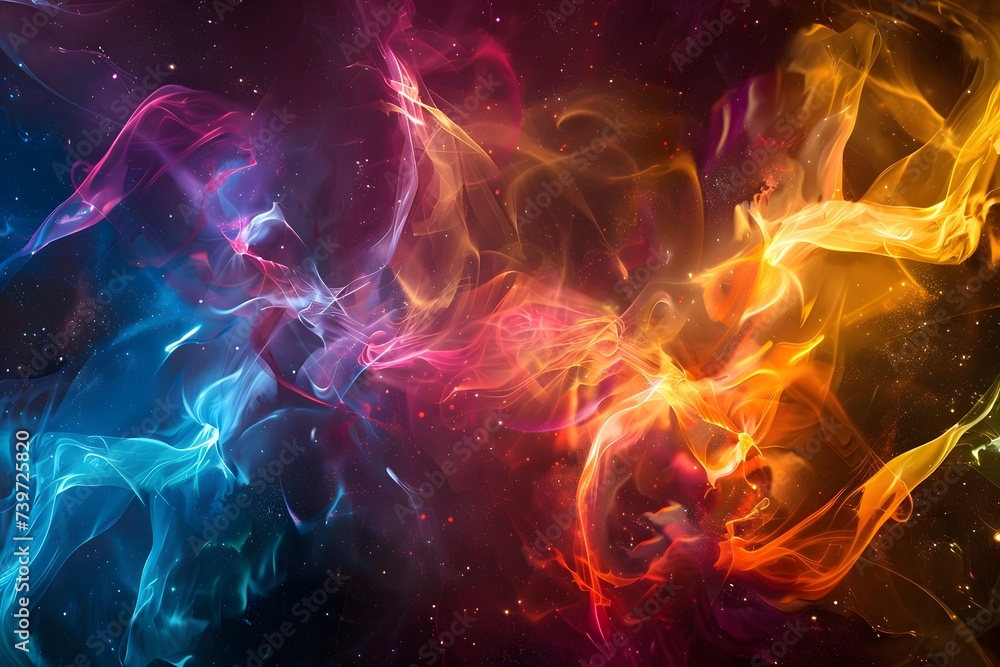 Obraz premium Abstract colorful fractal cosmic realms in celestial tapestry design abstract background