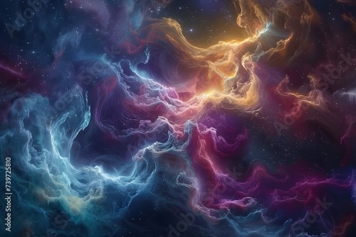 Abstract colorful fractal cosmic realms in celestial tapestry design abstract background