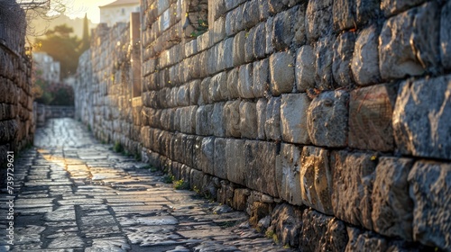 Historic stone walls. Generative AI