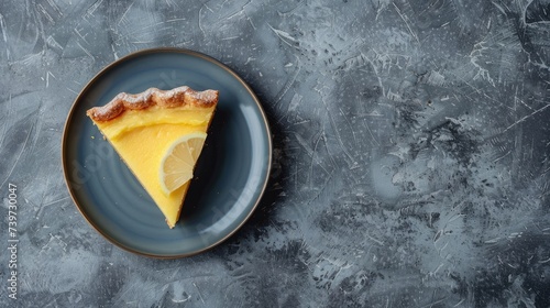 Lemon pie on plate. Generative AI