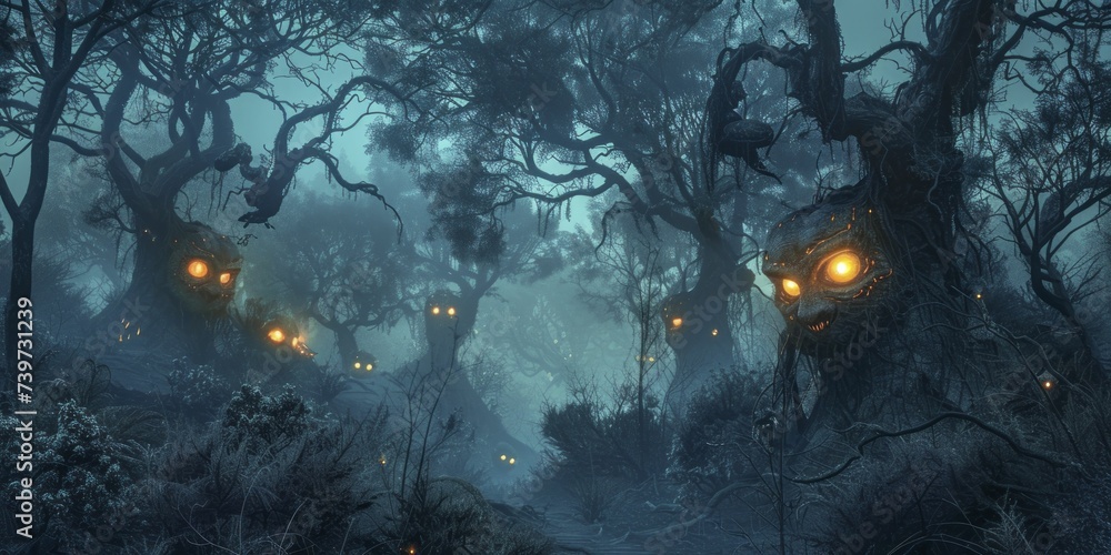 Creepy forest at night wallpaper, glowing eyes among the trees, unsettling quiet Creepy forest at night wallpaper, glowing eyes among the trees, unsettling quiet