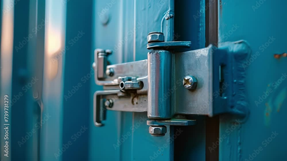 A close up of the standardized lock mechanism found on all shipping containers a crucial feature that ensures the safety and security of goods during their journey across A close up of the standardized lock mechanism found on all shipping containers a crucial feature that ensures the safety and security of goods during their journey across