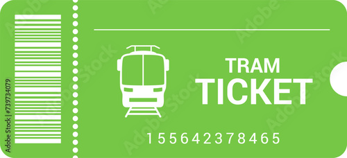 Travel transport tickets with barcode on white background. Streetcar Tram ticket in flat design with barcode. Pass card for transport. Transport pictogram. Vector illustration EPS 10.