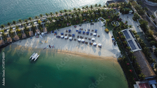 Top View of Umbrellas in a Beach