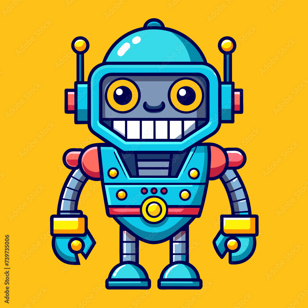 Expressive Robot Character Illustration - Cute Cartoon Android Expressive Robot Character Illustration - Cute Cartoon Android