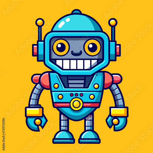 Expressive Robot Character Illustration - Cute Cartoon Android