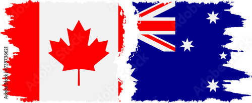 Australia and Canada grunge flags connection vector