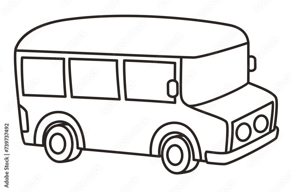 bus coloring book vector illustration