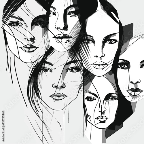 Symphony of Feminine Grace: Exquisite Hand-Drawn Portraits Celebrating the Beauty of Women
