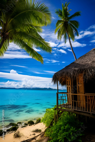 Unspoilt Natural Beauty of Fiji: A Paradise of Tranquility, Traditional Architecture and Exotic Landscape © Floyd