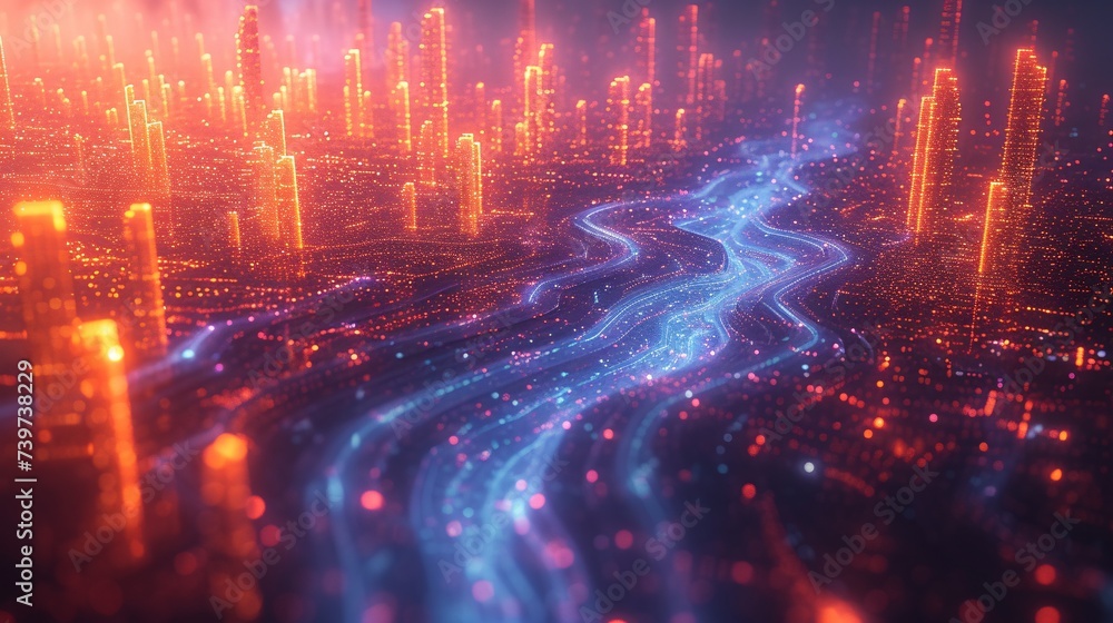 Neon Cityscape A Glowing Tribute to the Monthly Tech Trends Generative AI